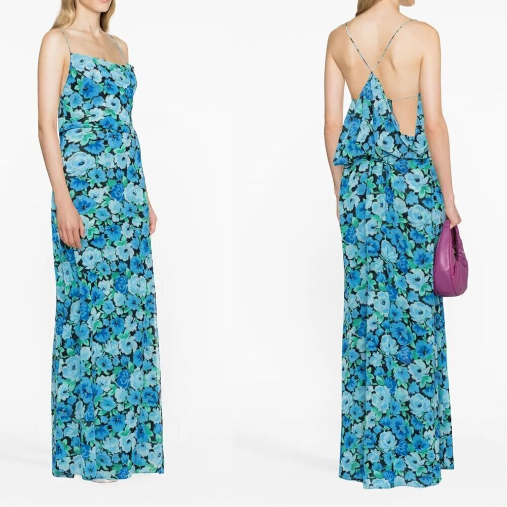 New! ROTATE Birger Christensen Floral Print Maxi Dress Size 10 2001